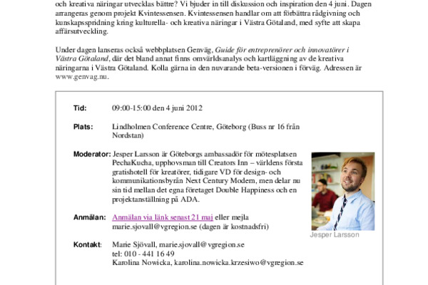 Inspirationsdag: Hur bör näringslivet möta företagare inom Kreativa Näringar?