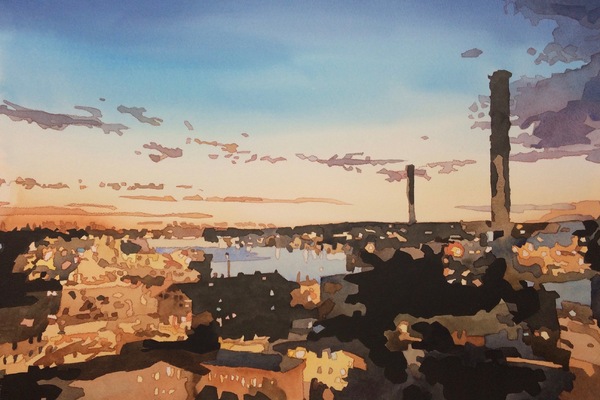 Konstutställning med  Steve Bettman "Landshapes", Akvareller