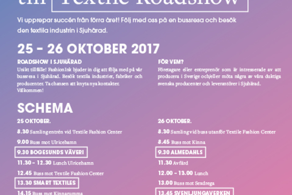 FashionInk bjuder in till Textile Roadshow