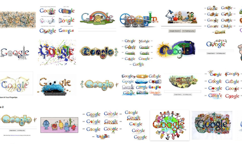 Bild: Resultatet av att googla Google doodles