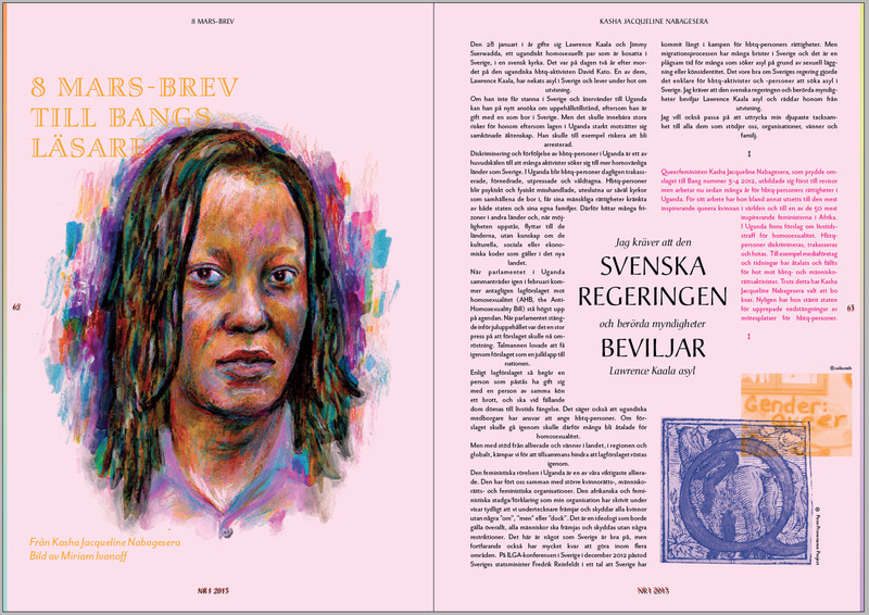 Bangomslag. Bild: Alexandra Falagara/Bastion Illustration: Miriam Ivanoff.