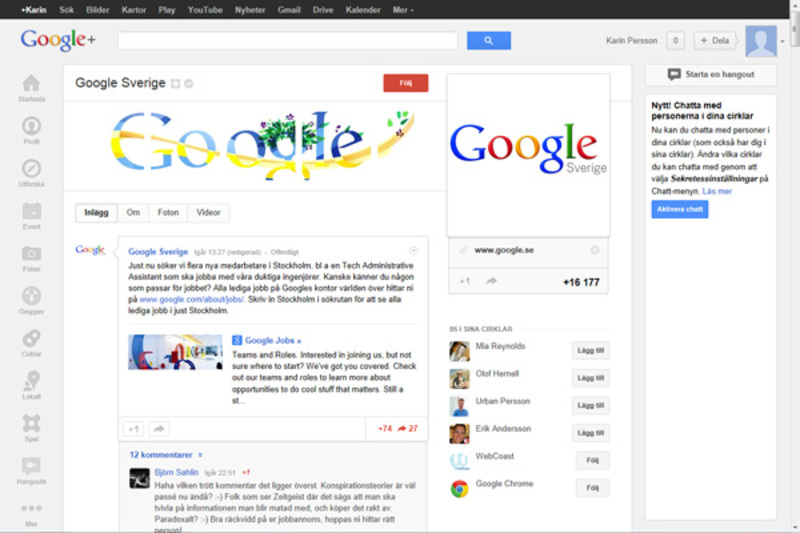 Screenshot av Google+