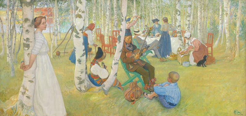 Bild: Carl Larsson, Frukost i det gröna, 1910-1913, (bilden är beskuren), Norrköpings Konstmuseum.