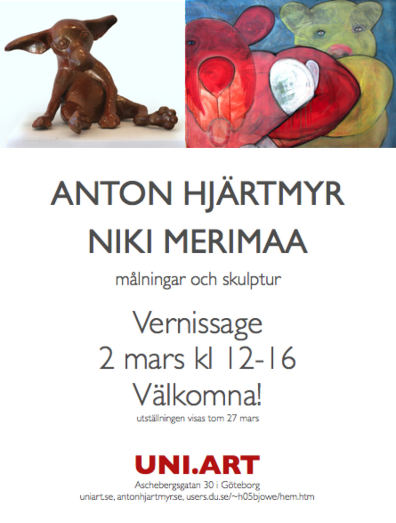 Vernissage Niki Merimaa (skulptur) och Anton Hjärtmyr (målningar)