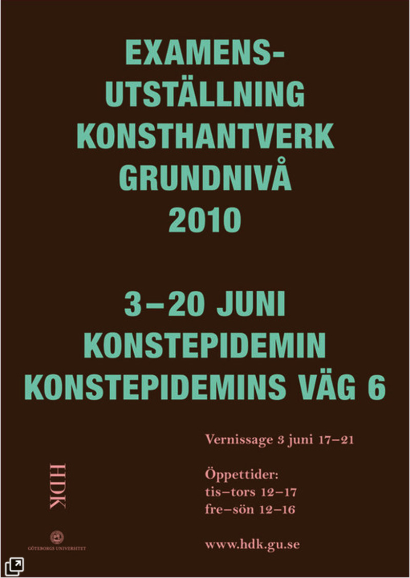 HDK examen, konsthantverk grundnivå