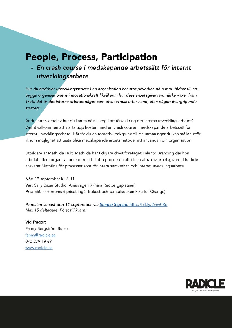 People, Process, Participation: Crash course i medskapande arbetssätt för internt utvecklingsarbete