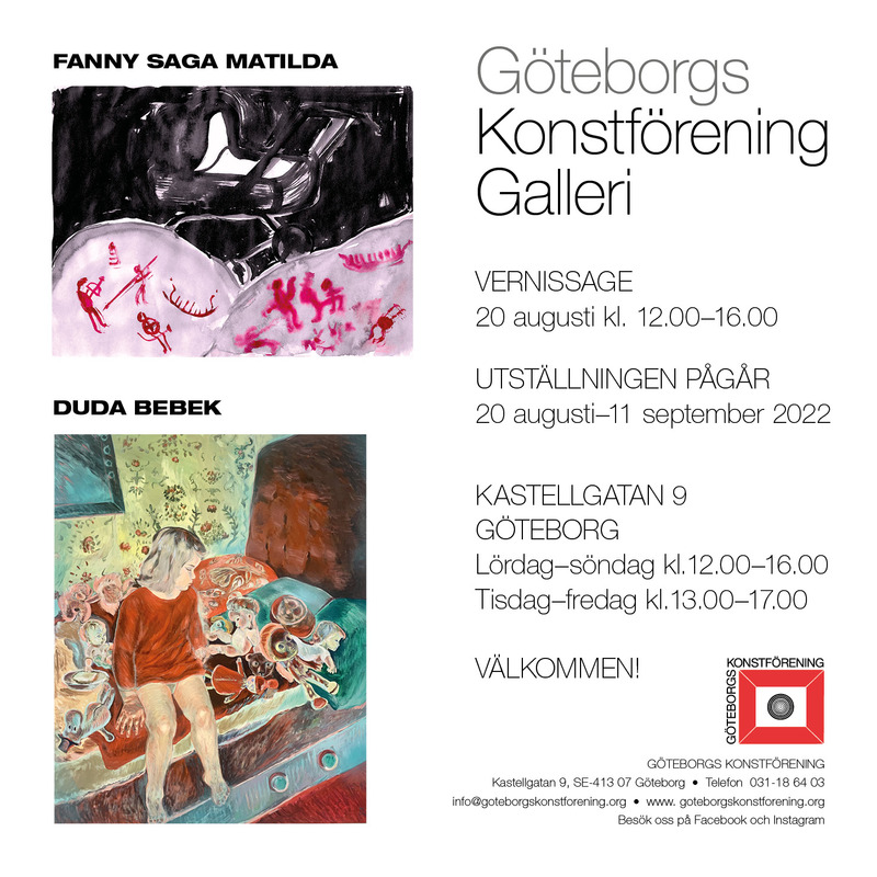 Vernissage Fanny Saga Matilda och Duda Bebek lördag 20 augusti