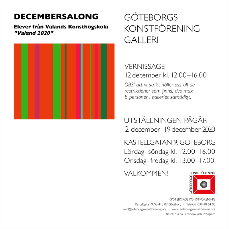 Decembersalong VALAND 2020 - Elever från Valands Konsthögskola ställer ut