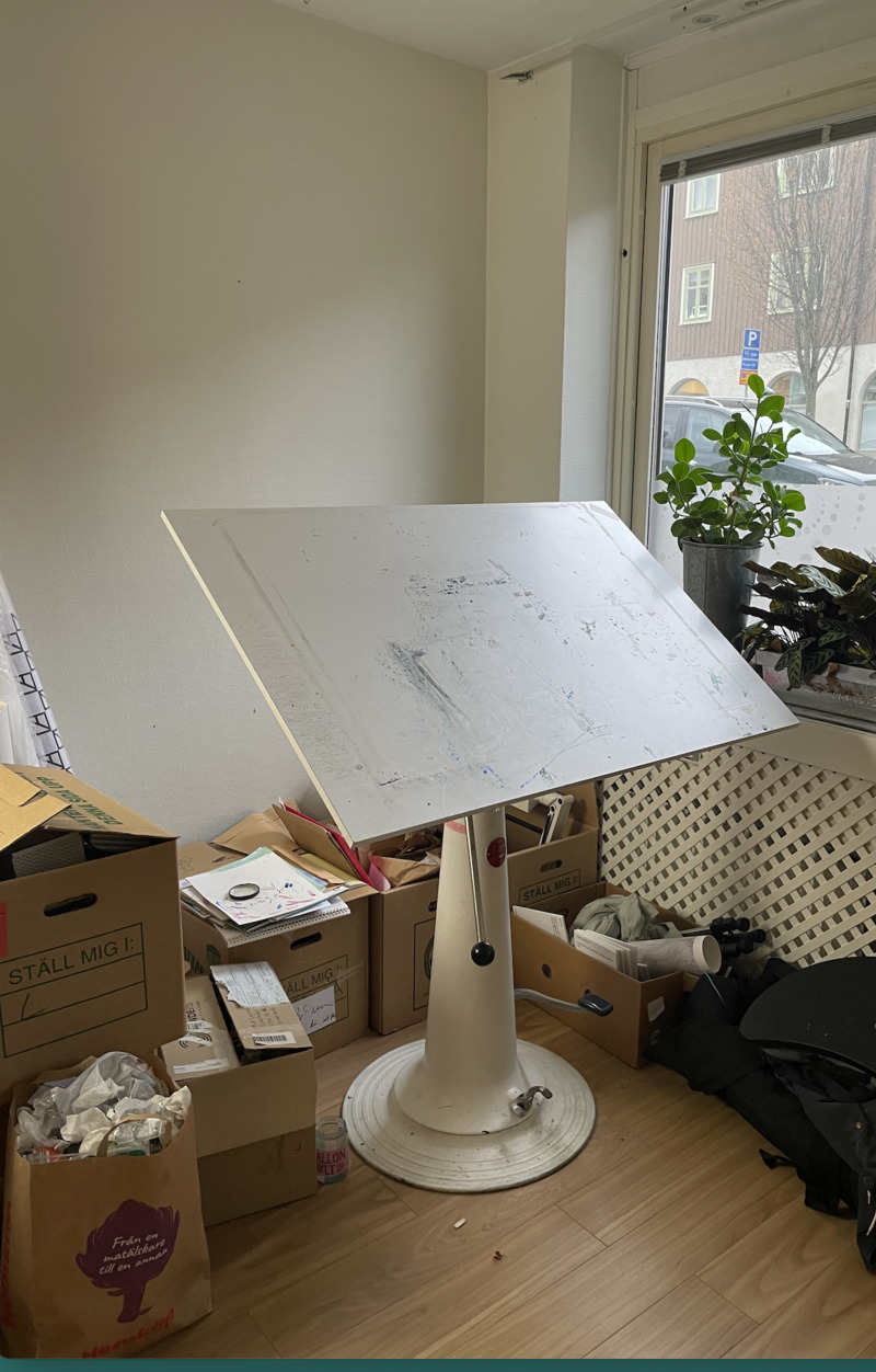 Flexibelt kontnärs/arkitekt-ritbord i med gjutgärnsfot