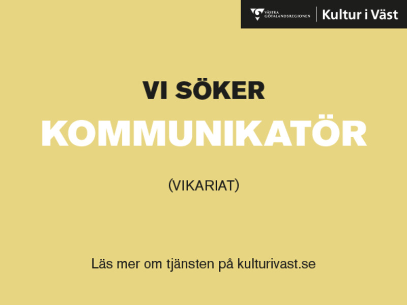 Kultur i Väst söker kommunikatör